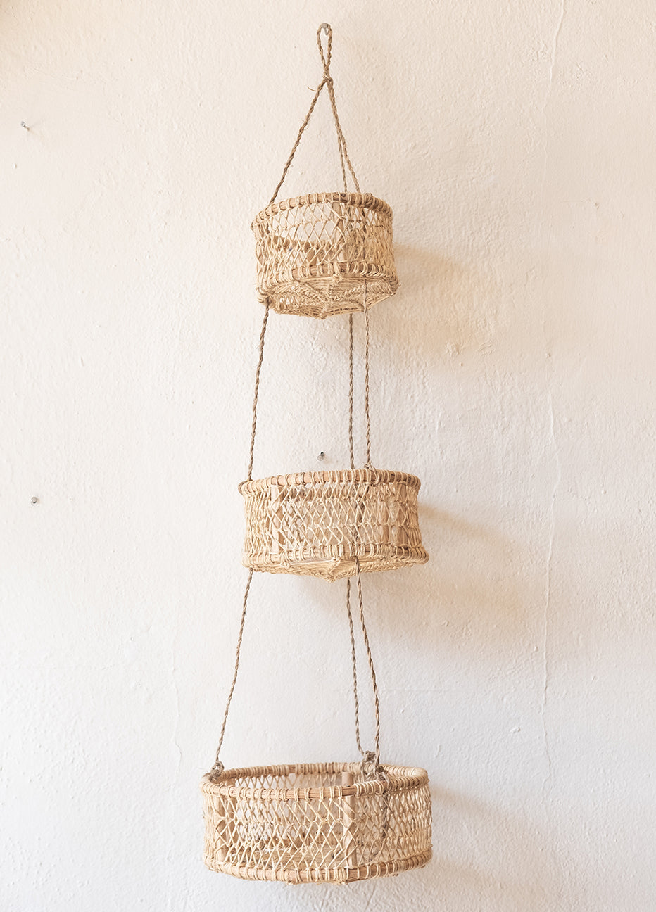 Handwoven Tree Bark Hanging Basket
