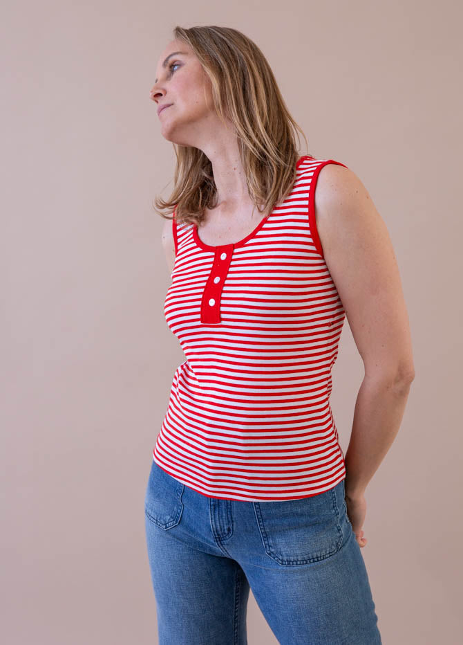 Red and White Striped Tank