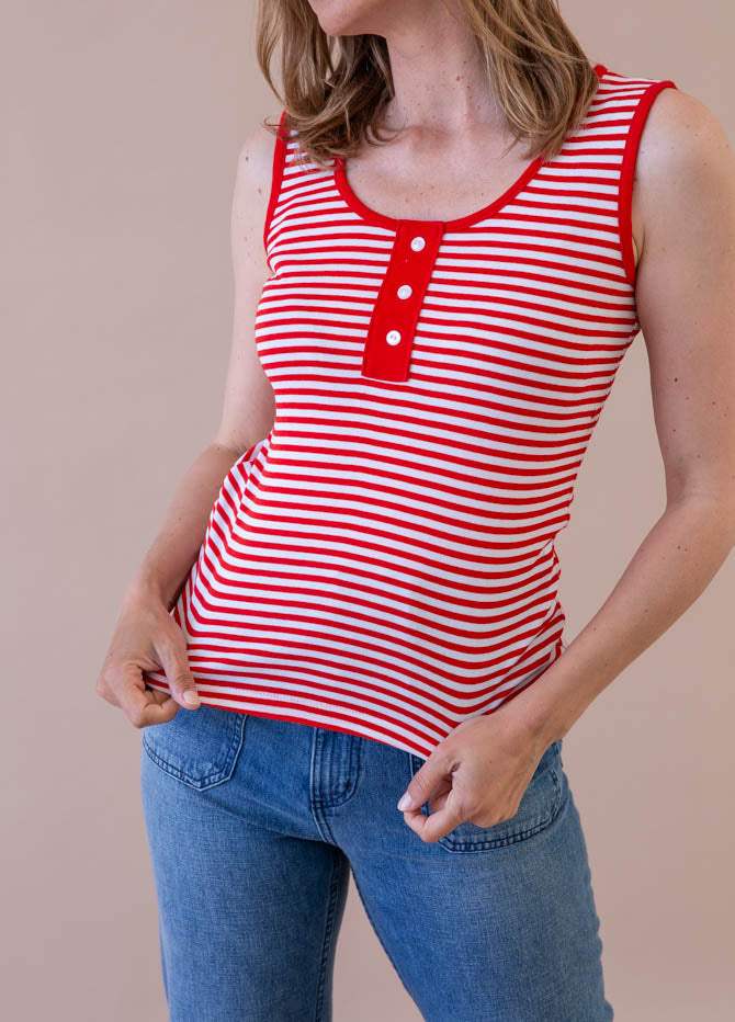 Red and White Striped Tank