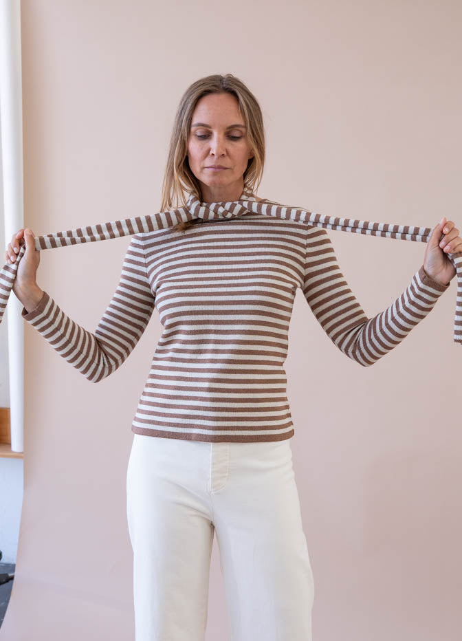 Brown Stripe 3 Piece Knit Set