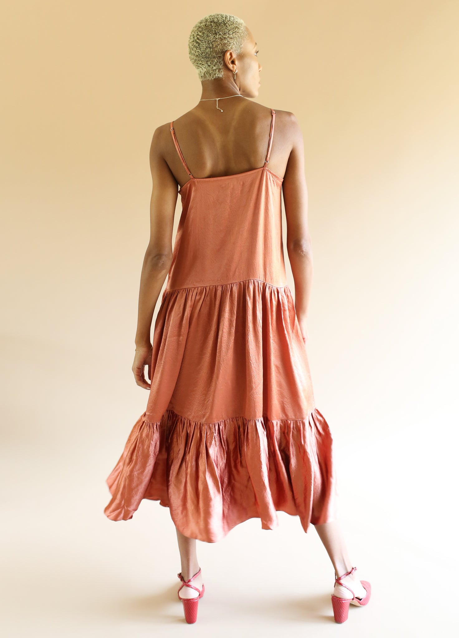 Ali Golden Tiered Slip Dress