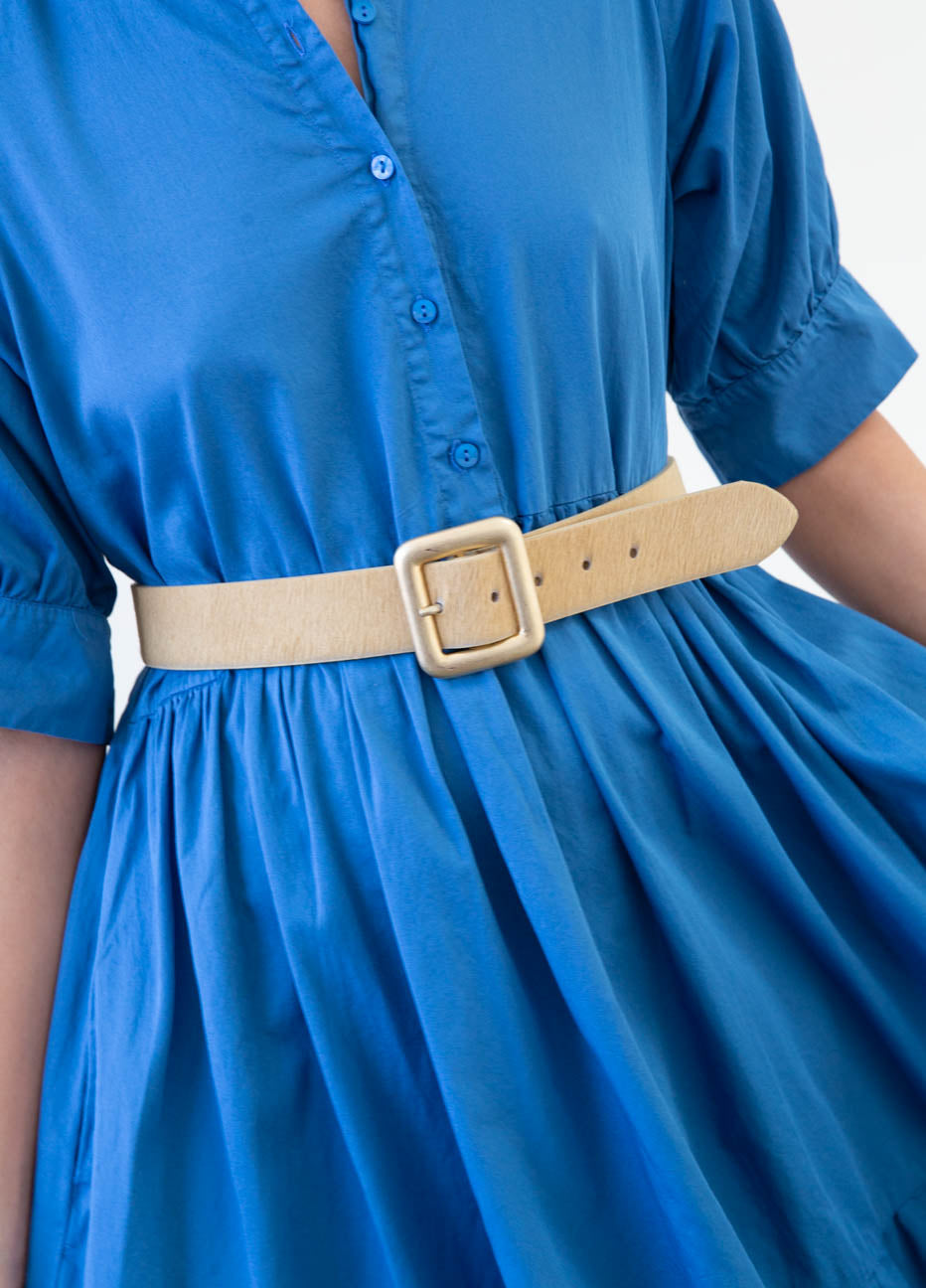Tan Pony Hair and Brushed Brass Belt