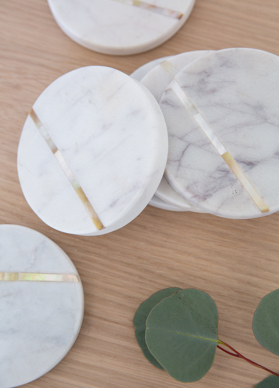 Marble Coaster with Gold Inlay