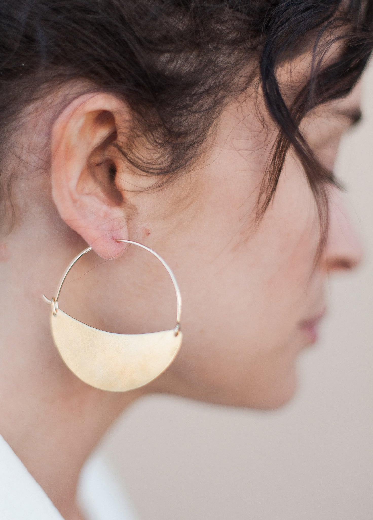 Lila Rice Crescent Hoops - Brass 2 Sizes